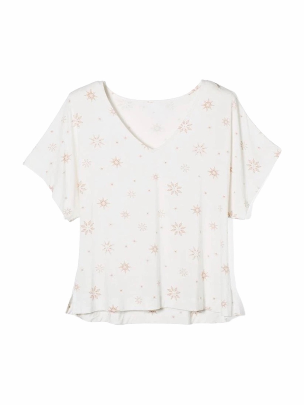 Soma Cool Nights Boxy Sleep Tee Ivory Sparkle Stars Size Large